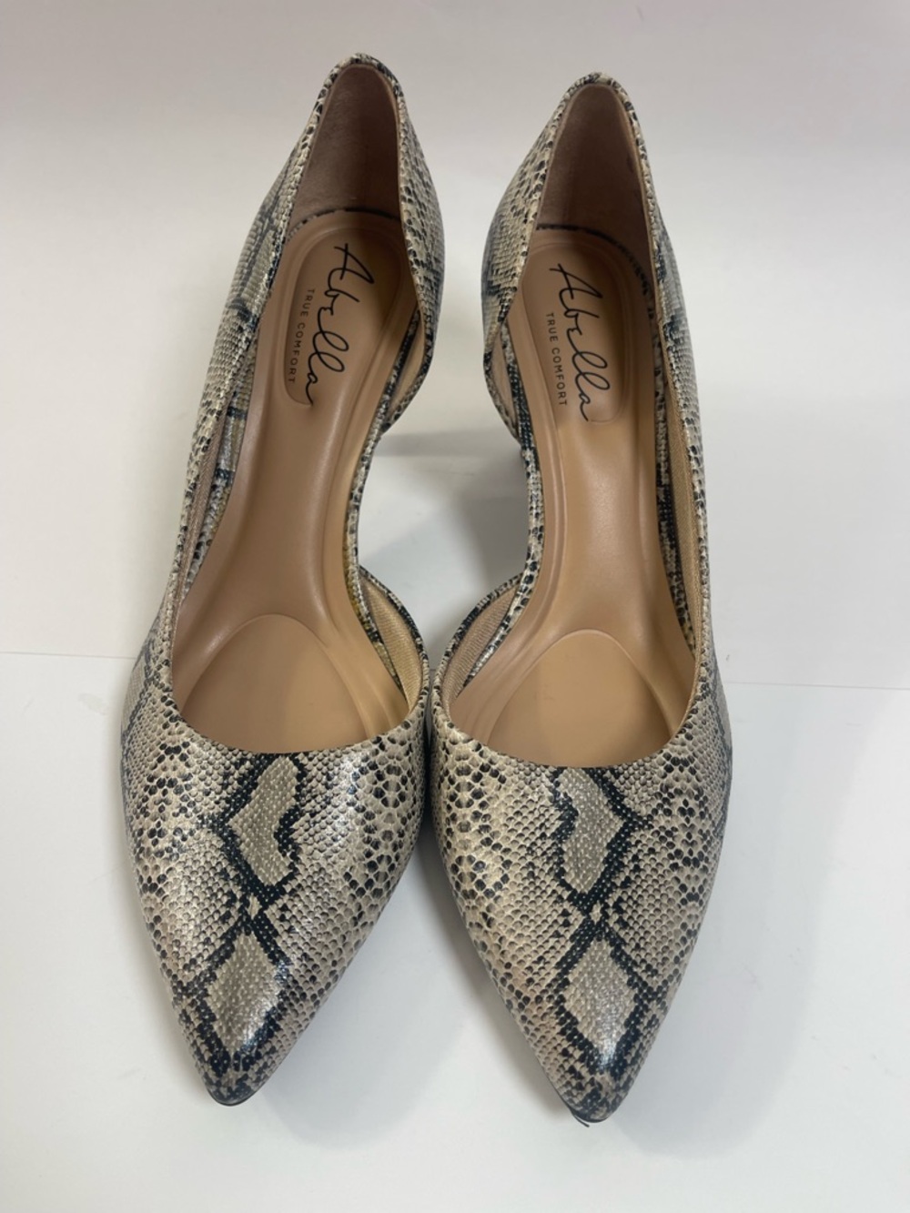 Abella Snake-Print Pointed Toe Pumps in Neutral Tones
